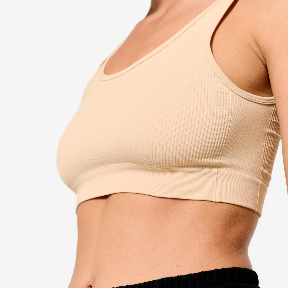 Brassiere-top de fitness de sujeción ligera beige para mujer - Image 5