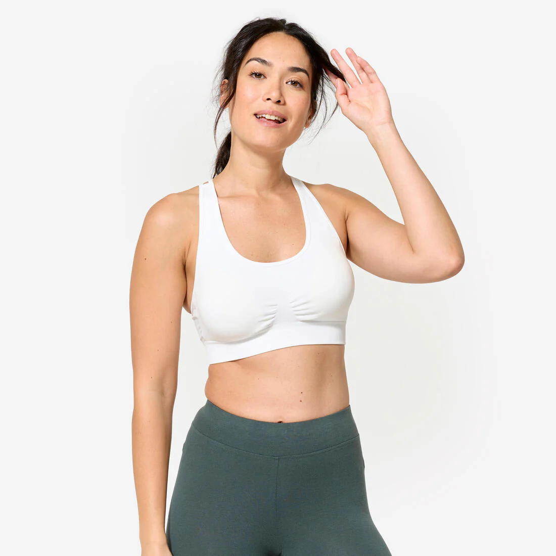 Brassiere-top de fitness de sujeción ligera blanco para mujer