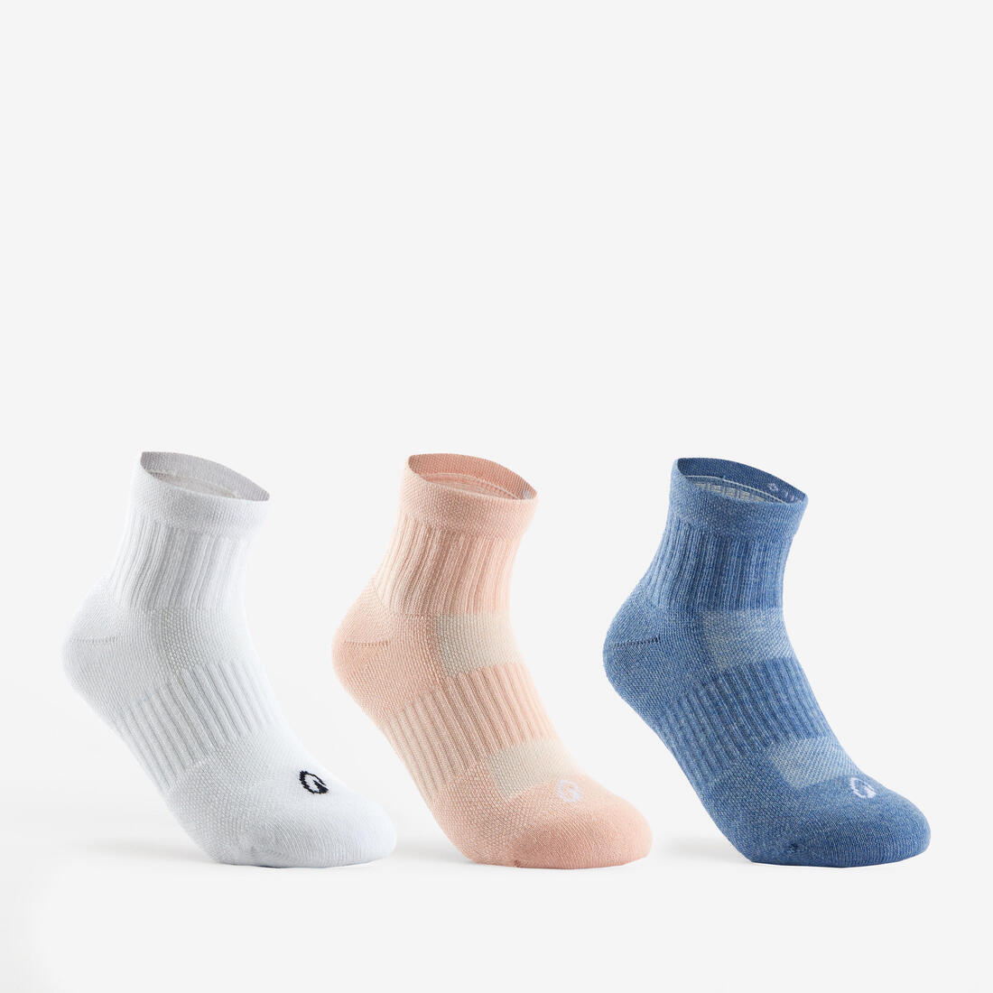 CALCETINES DE DEPORTE MEDIA CAÑA NIÑOS ARTENGO RS 500 BLANCO MARINO PAQ. 3 PARES
