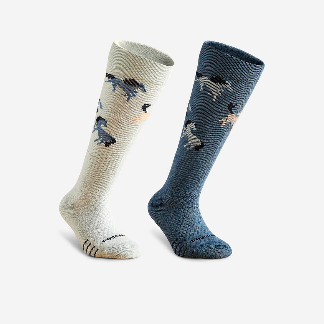 Calcetines de equitación azul verdoso y para niños SKS 500, paquete de 2