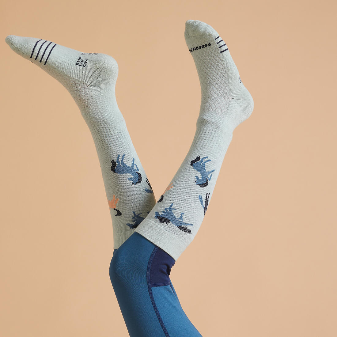 Calcetines de equitación azul verdoso y para niños SKS 500, paquete de 2 - Image 9