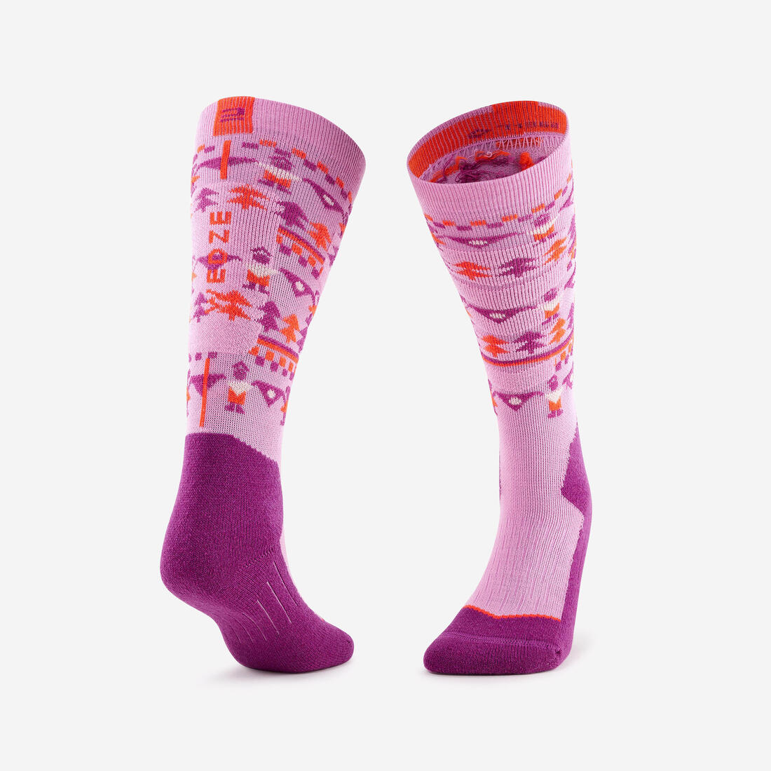CALCETINES DE ESQUÍ Y SNOWBOARD NIÑOS 500 - MOTIVOS ROSAS