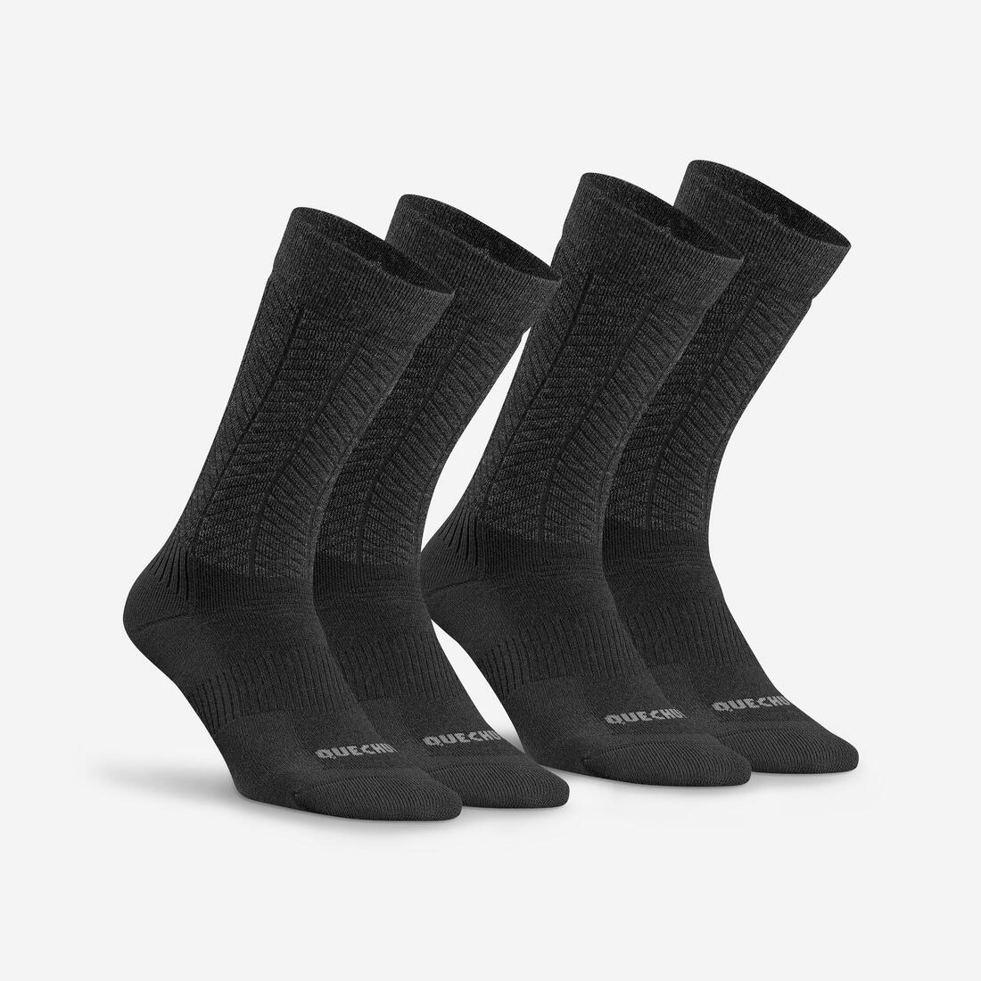 Calcetines de senderismo cálidos de altura media negros SH500