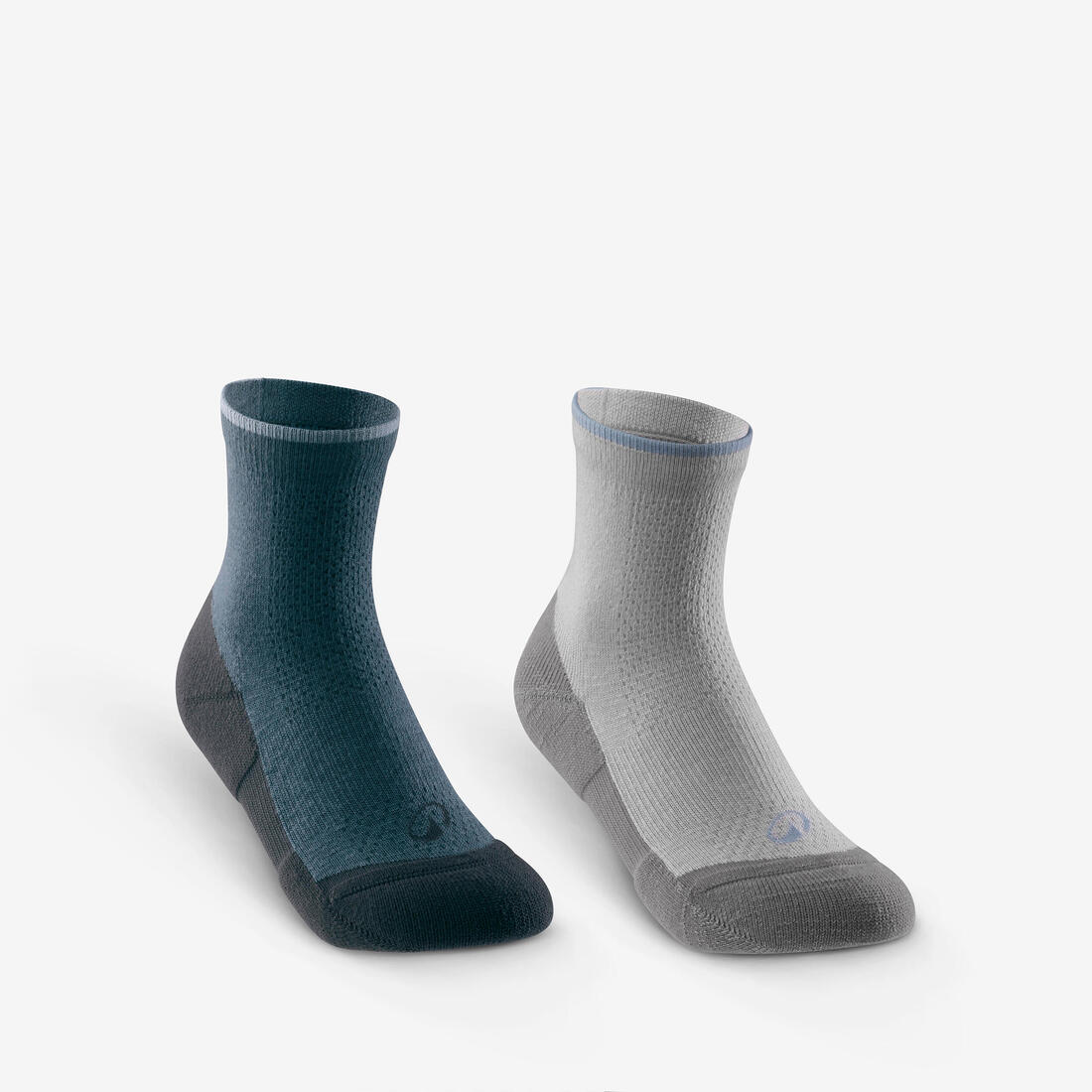 Calcetines de senderismo de altura media grises para niños Hike 100 (2 pares)