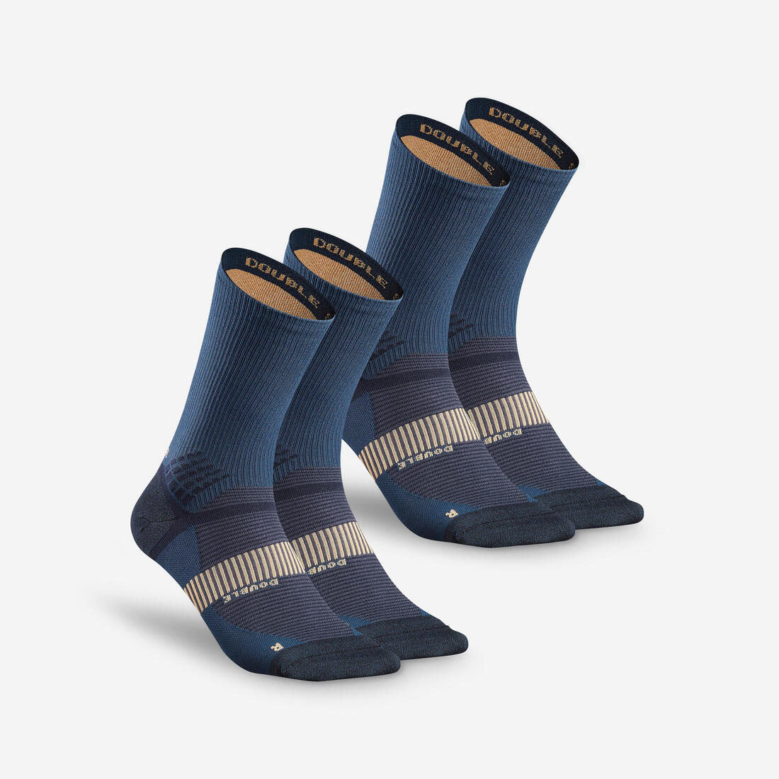 Calcetines de senderismo largos de doble capa grises para adultos Hike 520 (2)