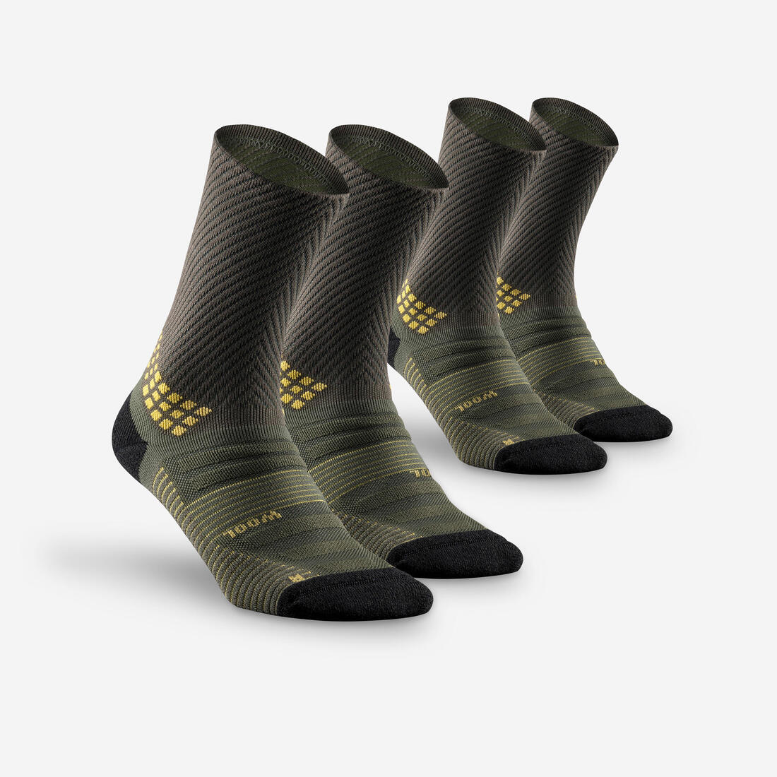 Calcetines de senderismo largos de lana grises para adultos Hike 900 (2 pares) - Image 2