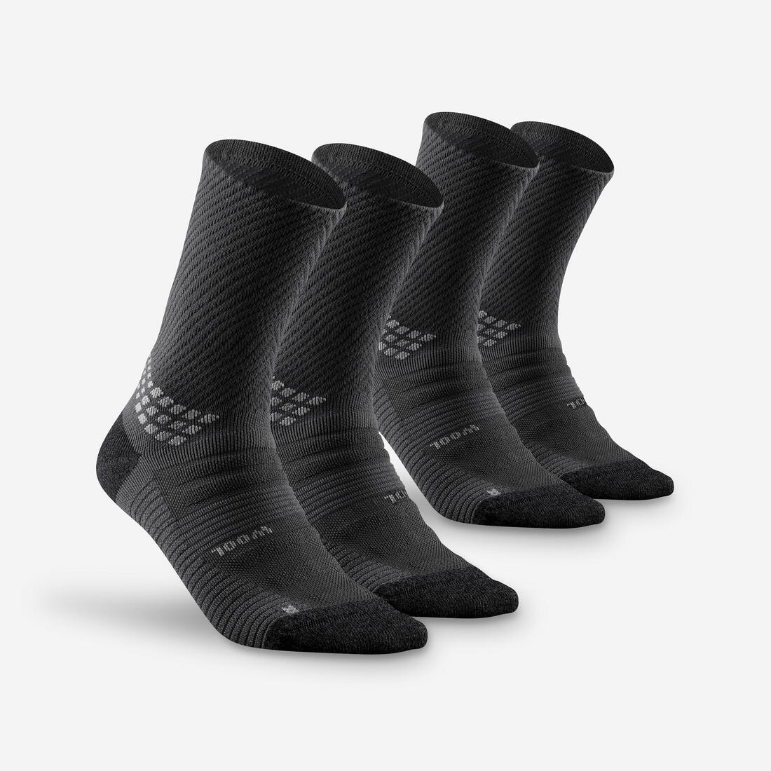 Calcetines de senderismo largos de lana grises para adultos Hike 900 (2 pares) - Image 3
