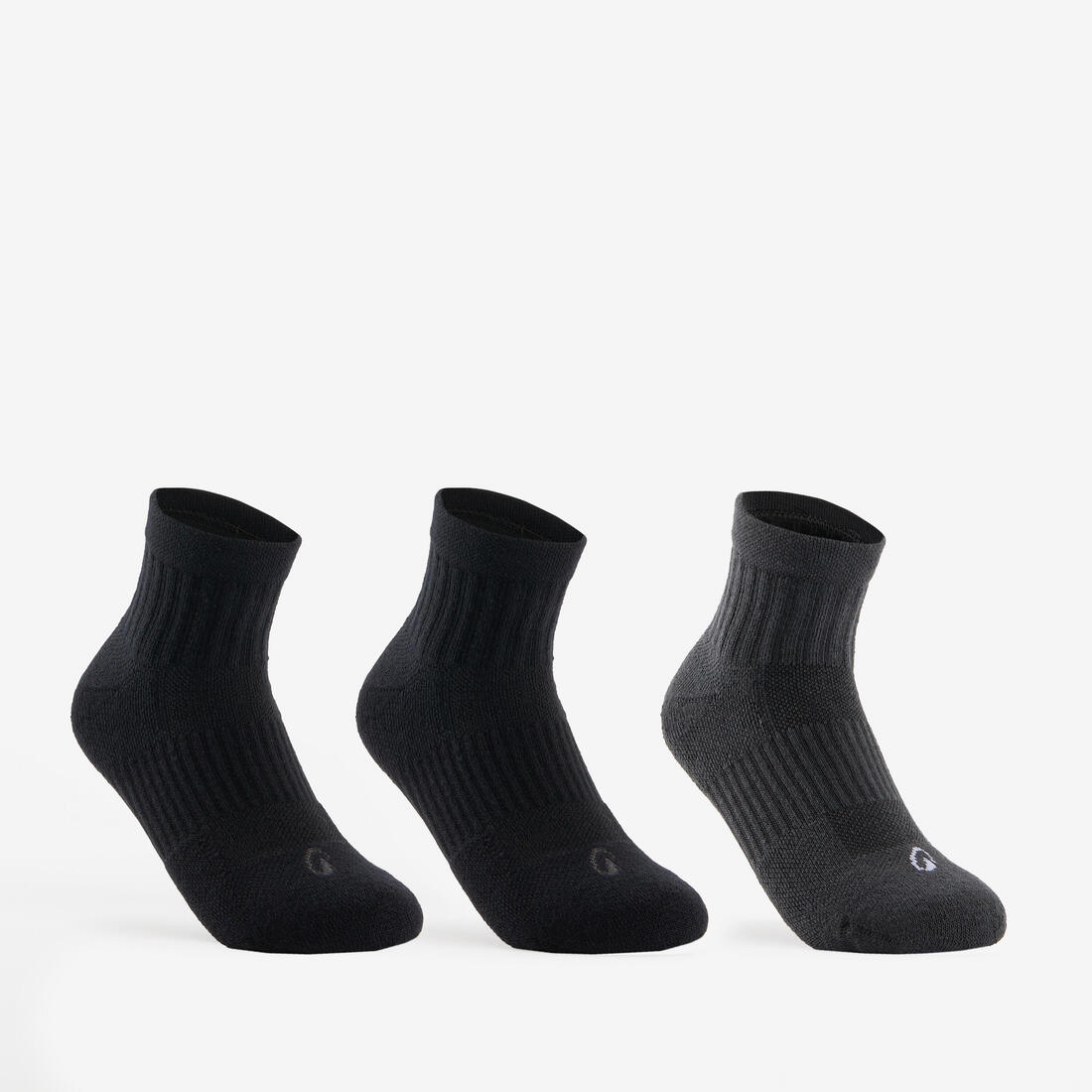 Calcetines de tenis altos negro y gris Decathlon RS 500, 3 pares