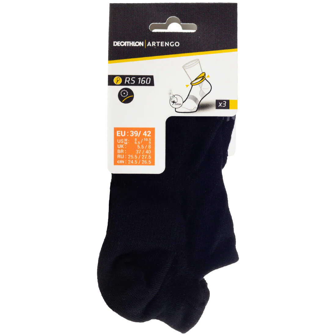 Calcetines de tenis cortos negros RS 160, 3 pares - Image 34