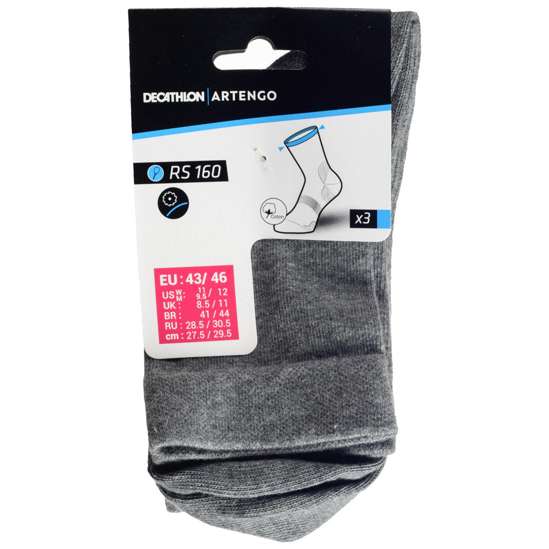 Calcetines de tenis largos negros RS 160, paquete de 3 - Image 25