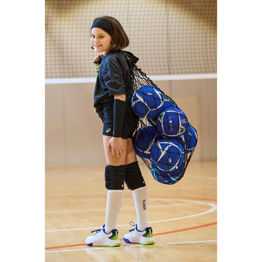 Calzado de voleibol confort blanco/azul y amarillo fluorescente para adulto - Image 8