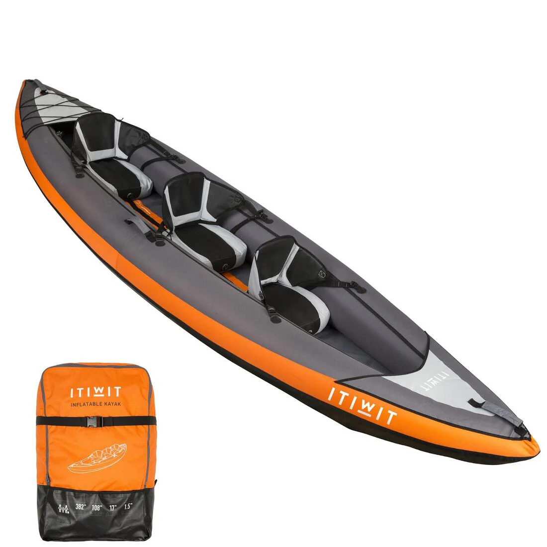 Cámara de fondo de canoa de kayak para 3 personas Itiwit 100 Textil - Image 3