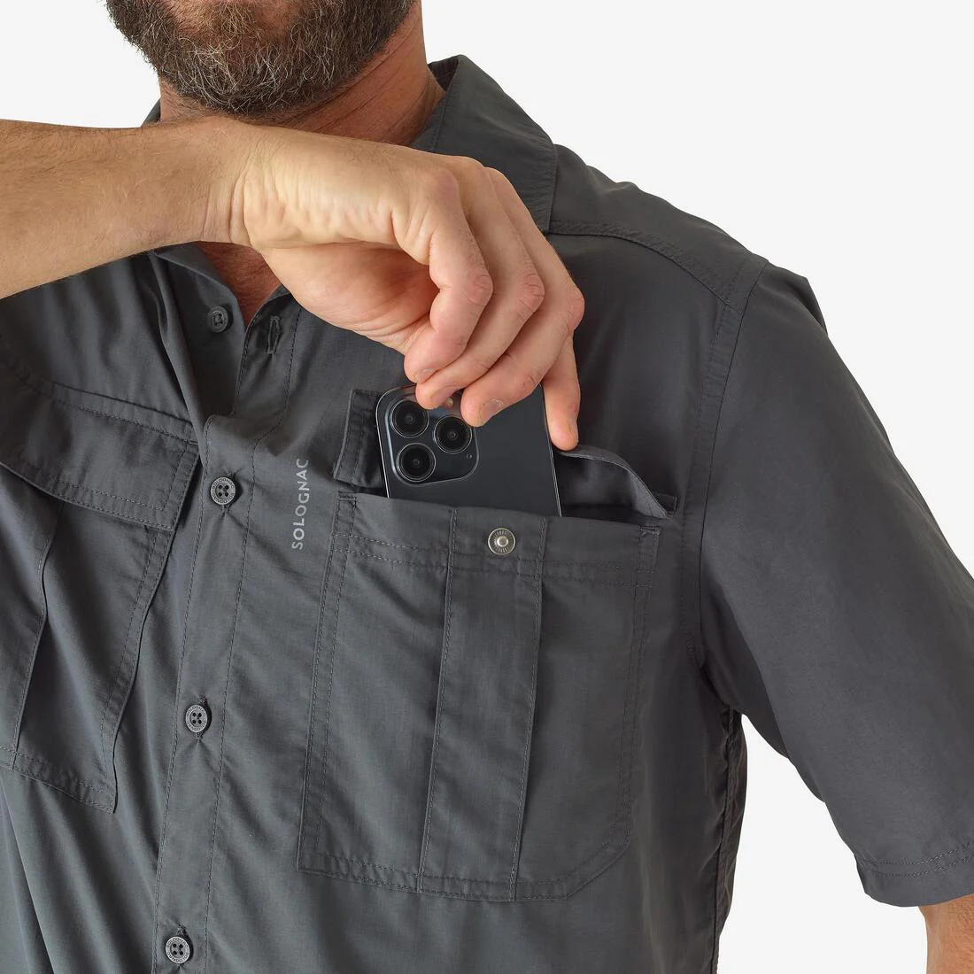 Camisa de caza ligera de manga corta para adulto Solognac 100 - Image 5