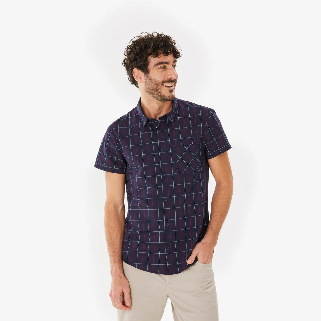 Camisa de senderismo de manga corta para hombre NH100