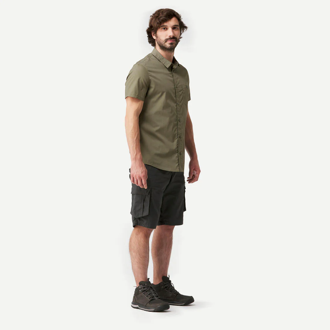 CAMISA DE TREKKING VIAJE TRAVEL 100 MANGAS CORTAS CAFÉ HOMBRE - Image 2