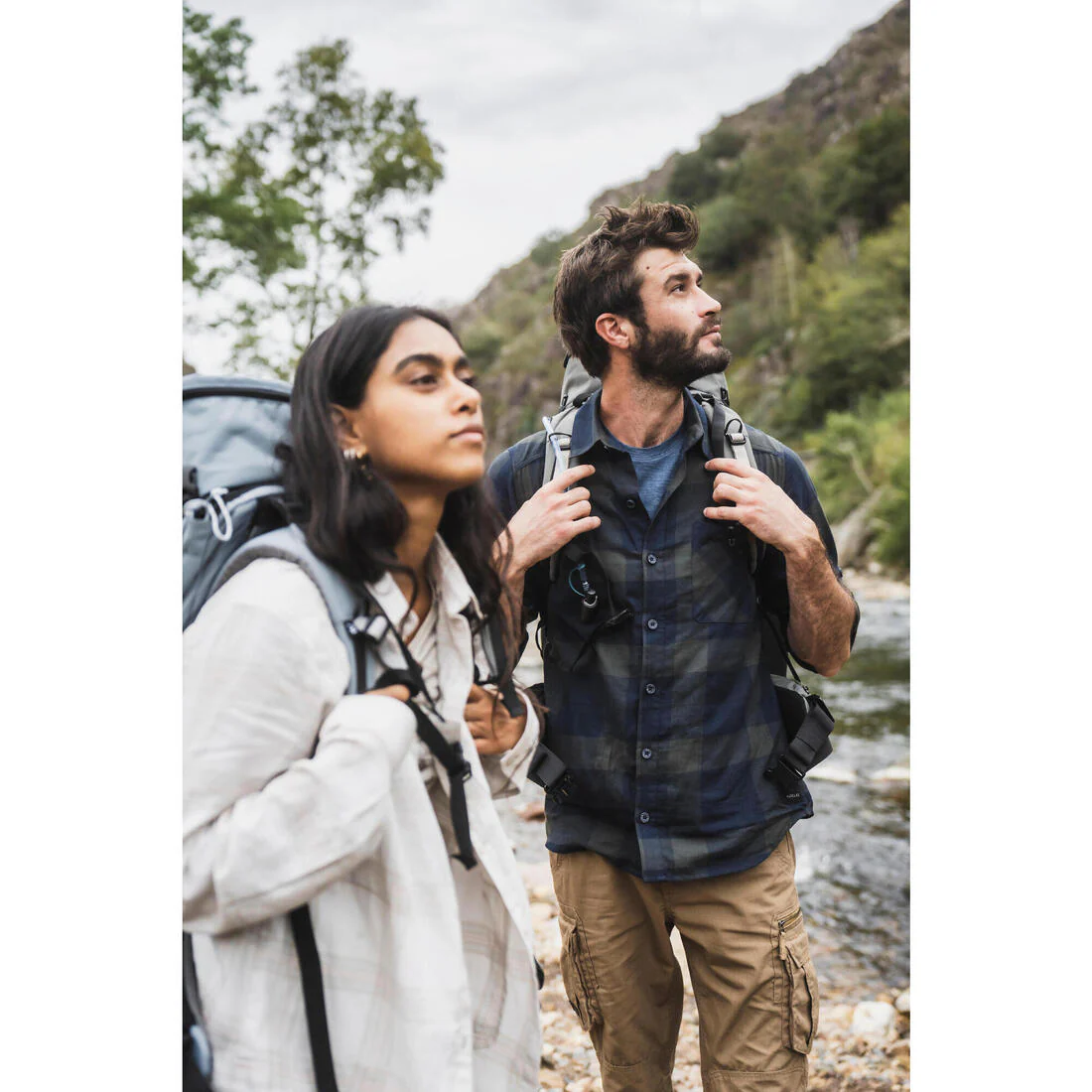 Camisa de viaje de trekking verde para hombre Travel 500 Warm - Image 14