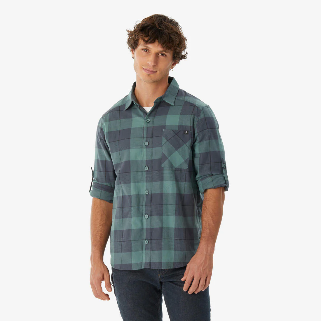 Camisa de viaje de trekking verde para hombre Travel 500 Warm - Image 15