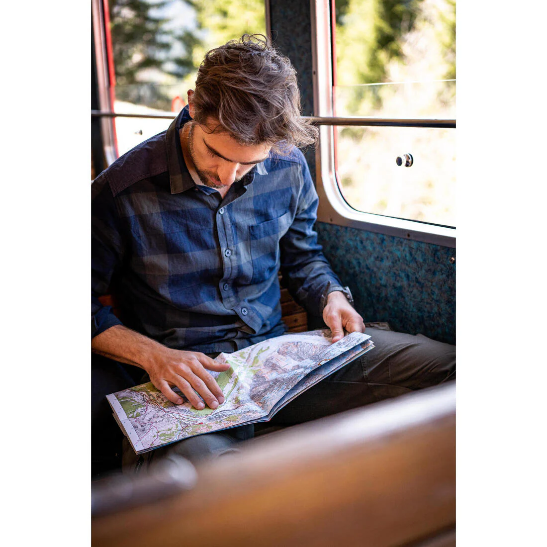 Camisa de viaje de trekking verde para hombre Travel 500 Warm - Image 17