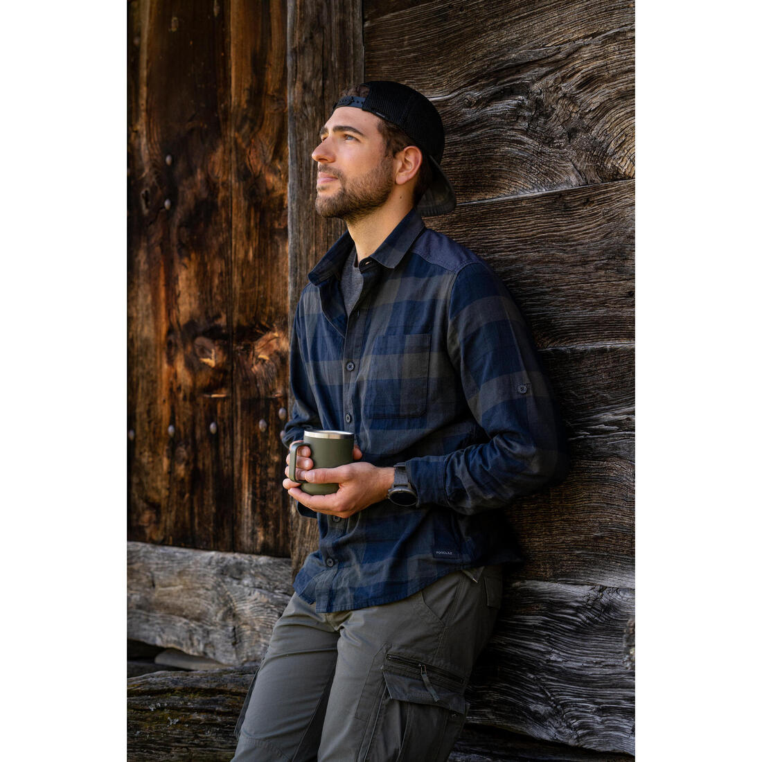 Camisa de viaje de trekking verde para hombre Travel 500 Warm - Image 19