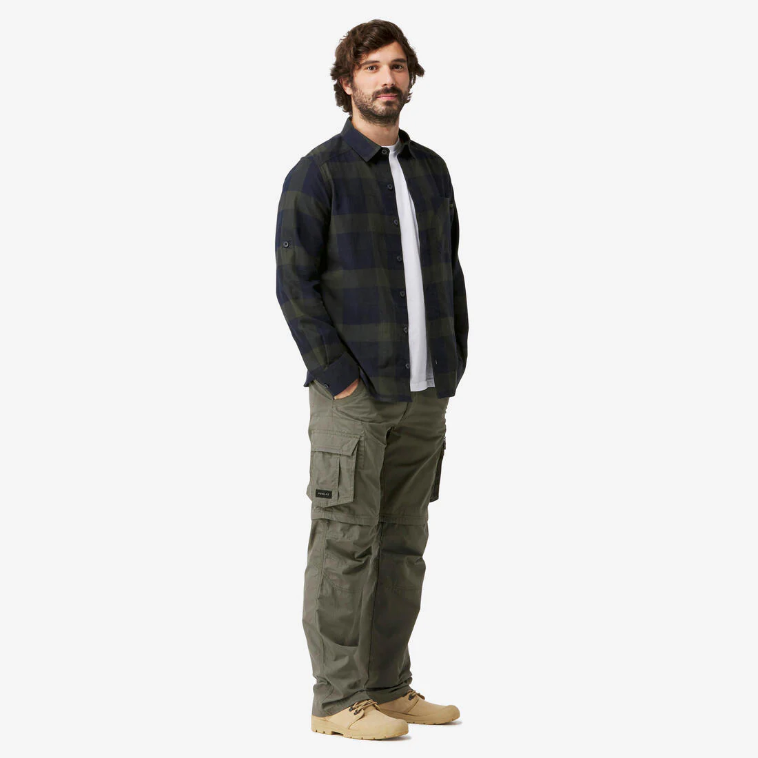 Camisa de viaje de trekking verde para hombre Travel 500 Warm - Image 2