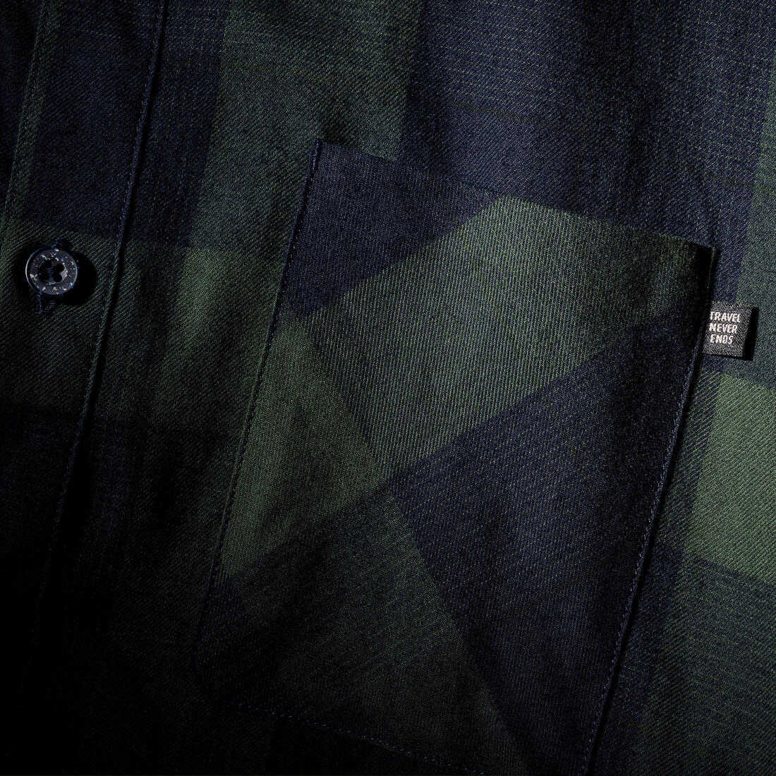 Camisa de viaje de trekking verde para hombre Travel 500 Warm - Image 7