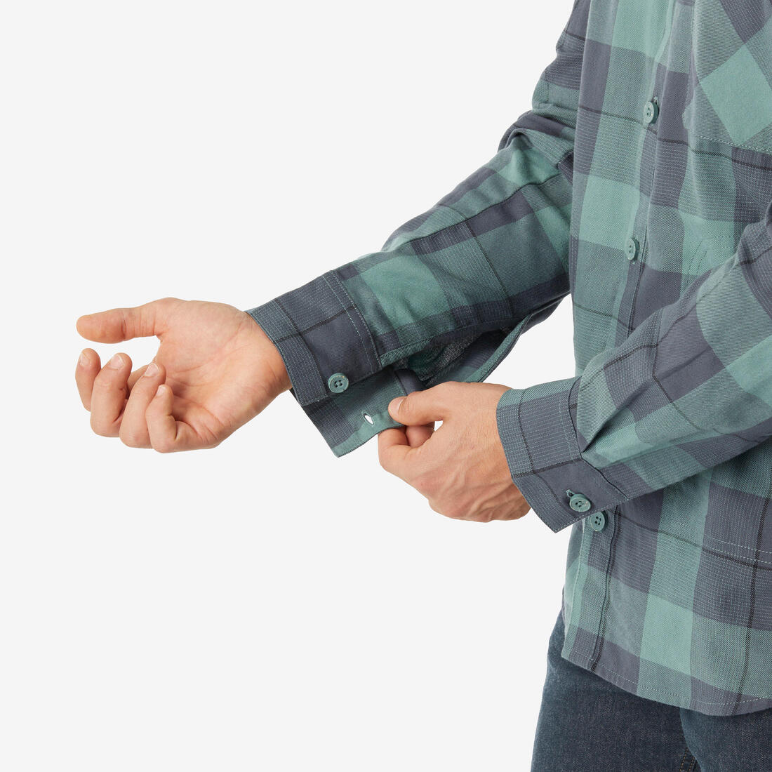 Camisa de viaje de trekking verde para hombre Travel 500 Warm - Image 9