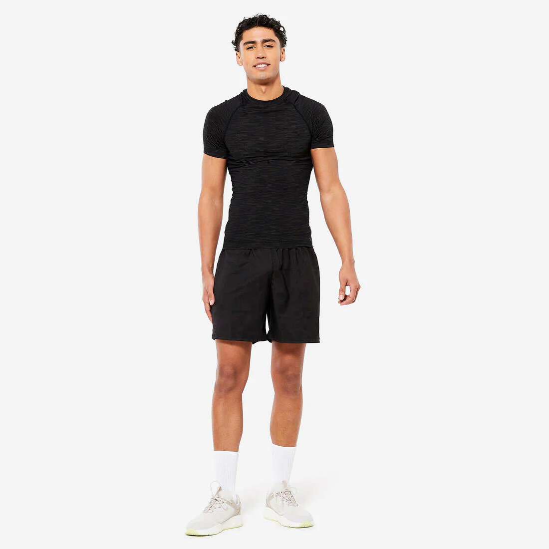 Camiseta Compresión Musculación Hombre Negro MC Transpirable Cuello Redondo - Image 3