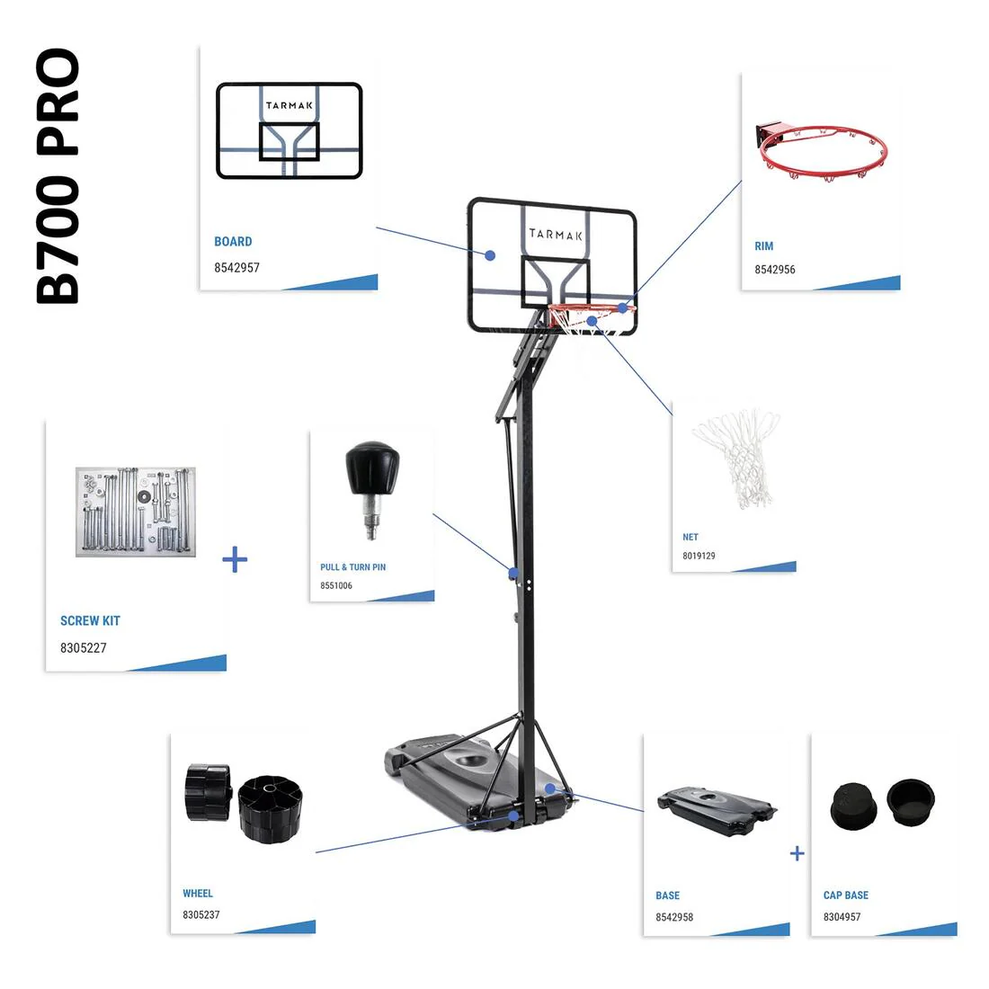 Canasta de básquetbol 2.40 a 3.05 m. B700 Pro - Image 9