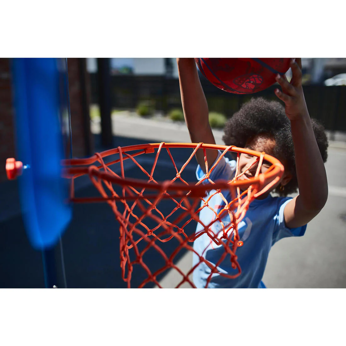 Canasta de básquetbol con pie ajustable de 1.30 m a 1.60 m azul para niños K500 - Image 13