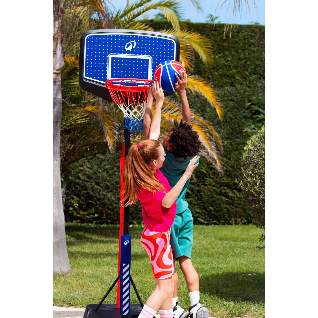 Canasta de basquetbol con pie regulable azul con negro para niños K900 v2 - Image 2