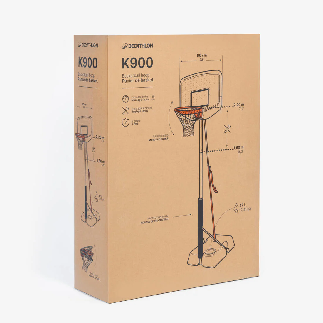 Canasta de basquetbol con pie regulable azul con negro para niños K900 v2 - Image 5