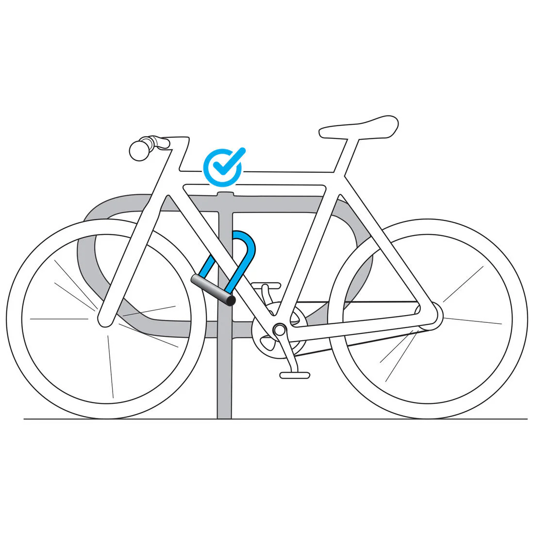 Candado para bicicleta en forma de U gris 500 - Image 7
