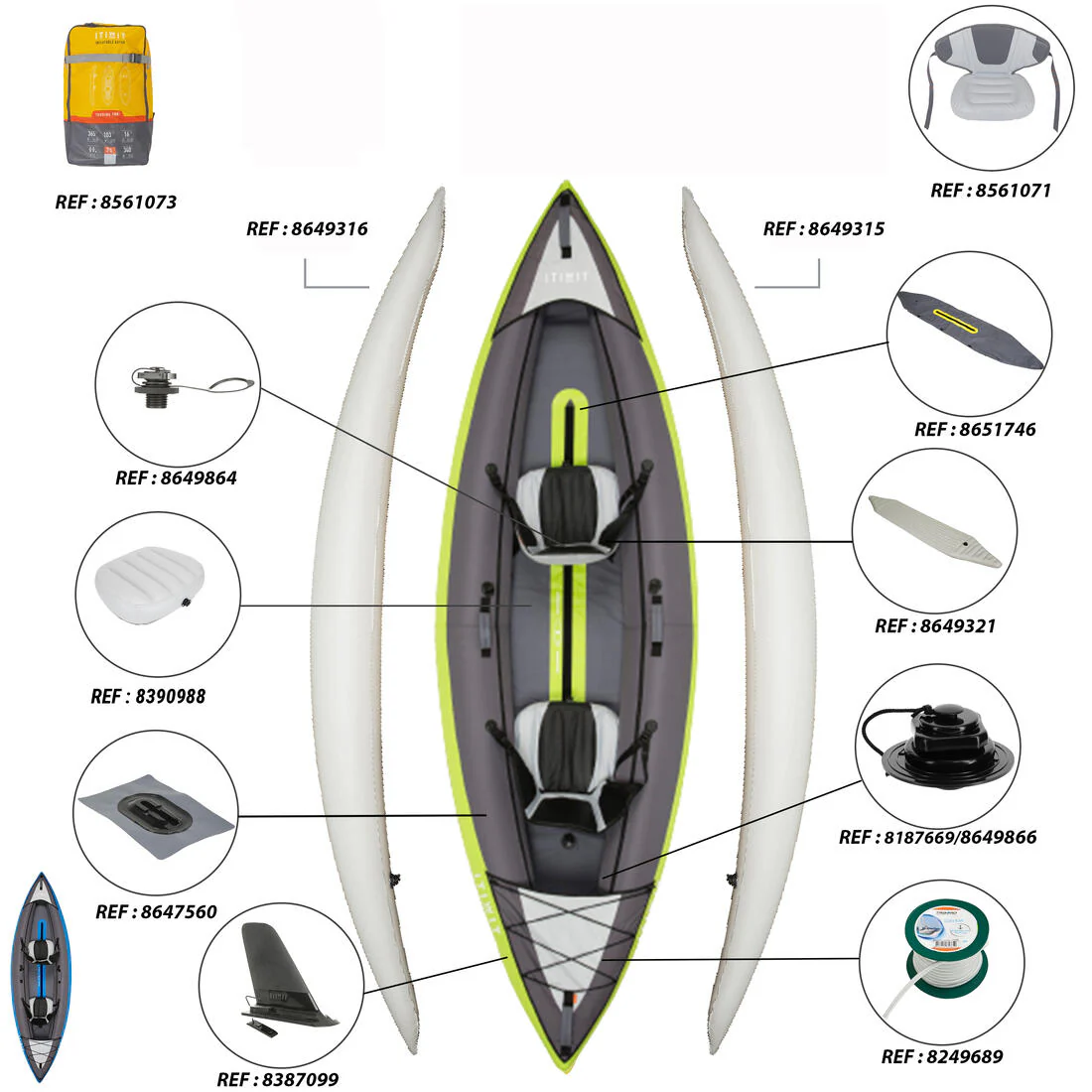 Canoa Kayak Inflable Travesía Verde 1/2 Plazas - Image 4