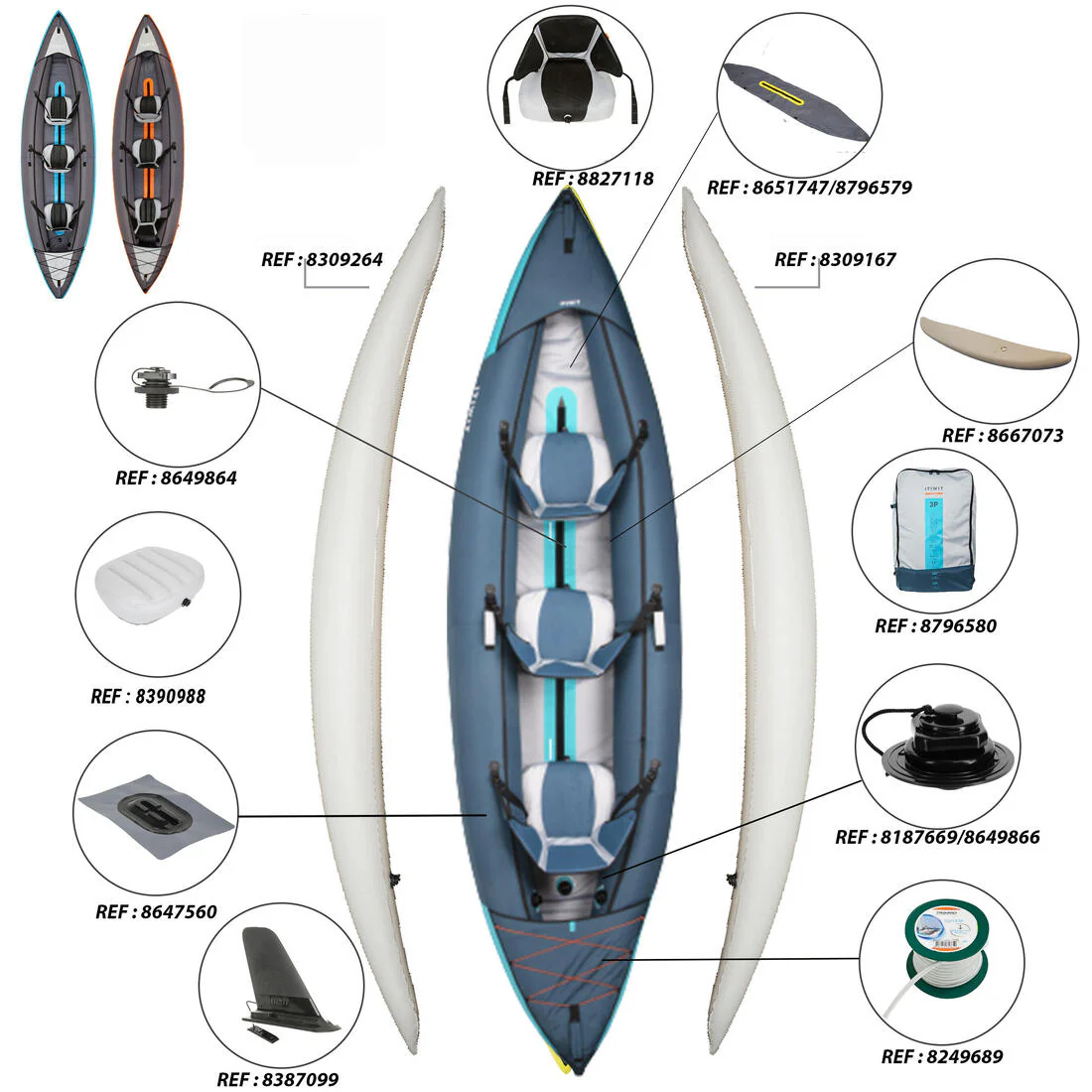 Canoa Kayak Travesía Inflable 2/3 Plazas Ecodiseño - Image 5
