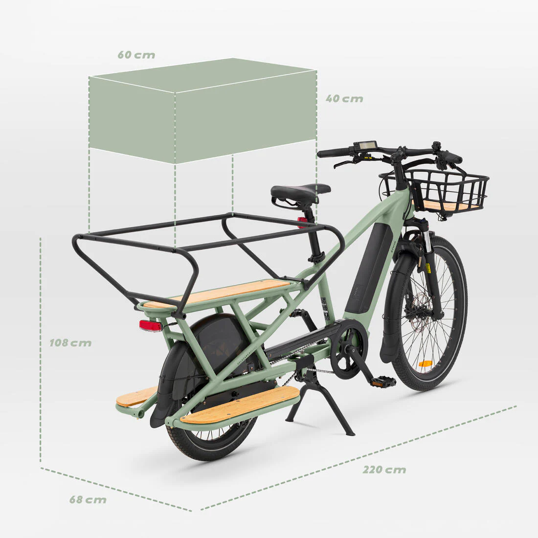 Cargo bike Longtail eléctrica de carga trasera verde claro R500E Longtail - Image 2