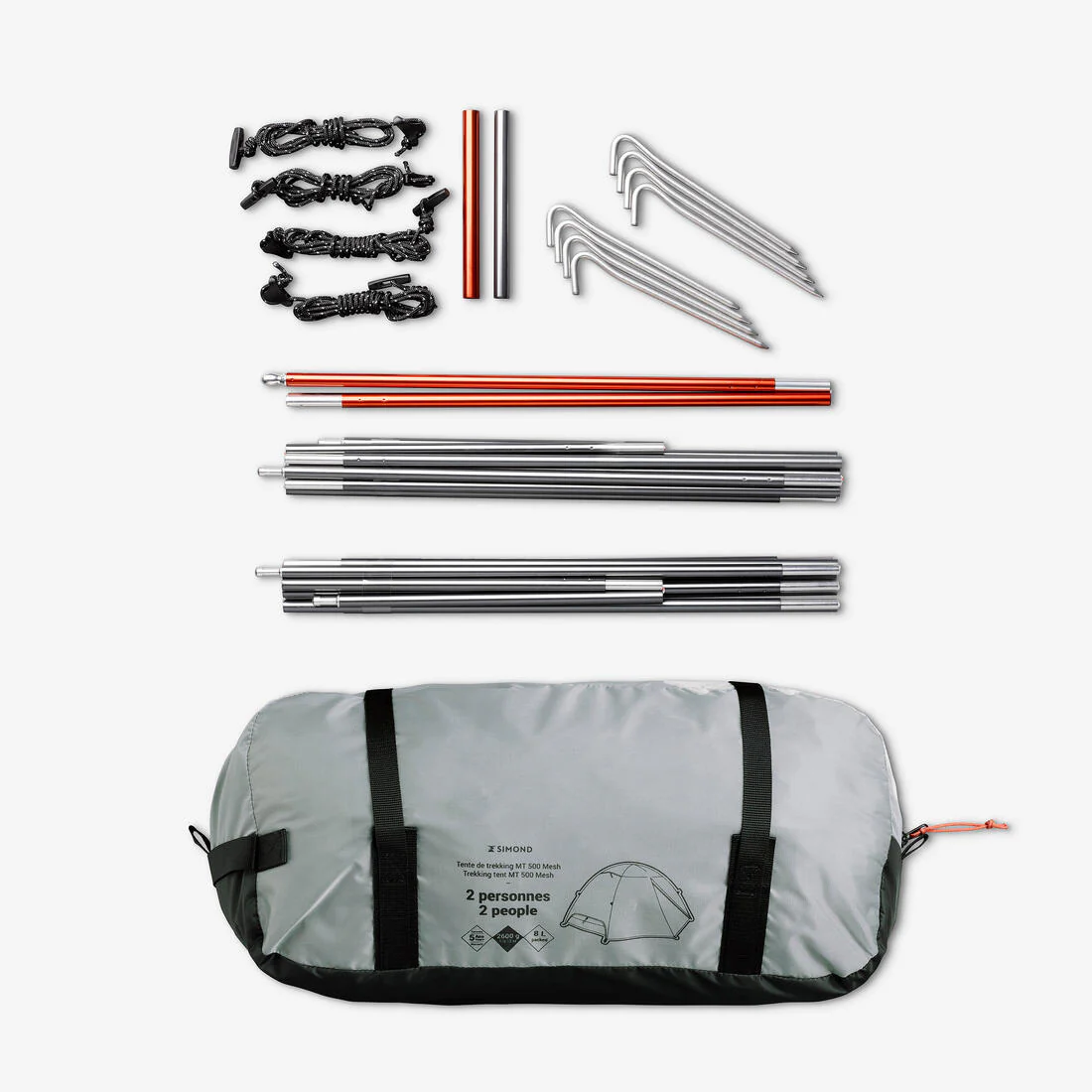 Casa de campaña de trekking tipo domo con malla para 2 personas MT500 - Image 6