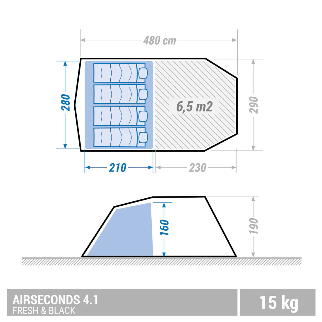 Casa de campaña inflable de 1 habitación para 4 personas Air Seconds 4.1 F&B - Image 43