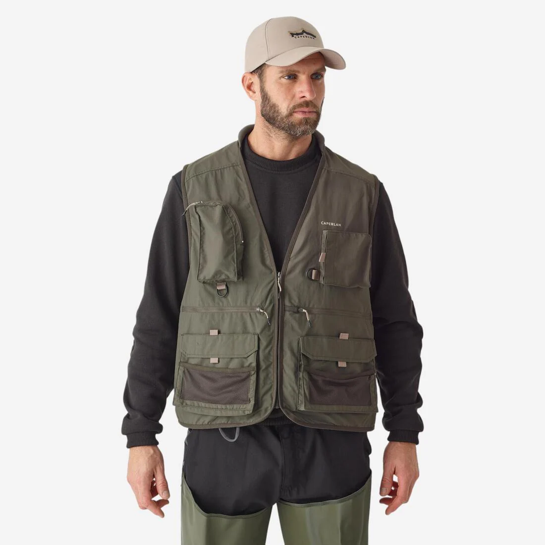 Chaleco de pesca caqui 500