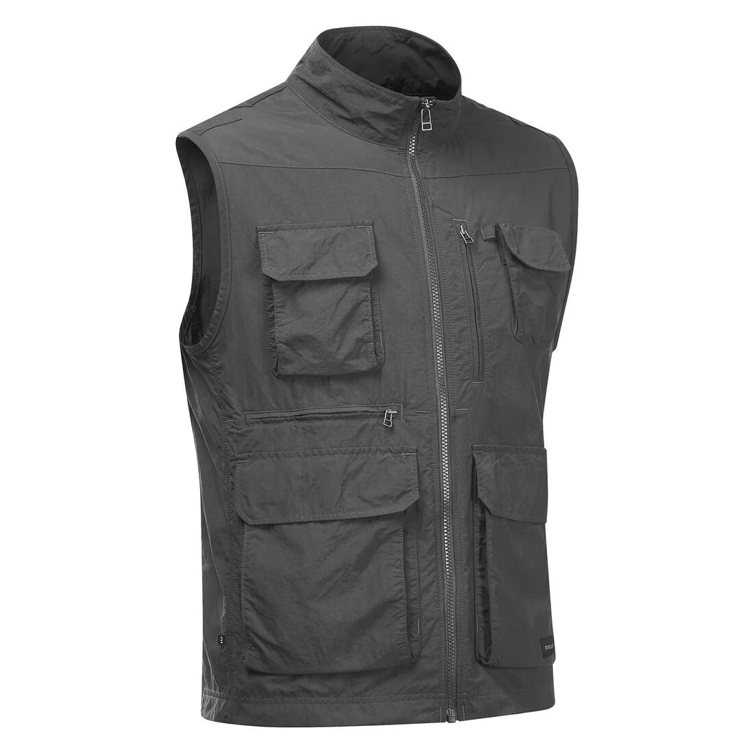 Chaleco de trekking de viaje con múltiples bolsillos gris para hombre Travel 100 - Image 2