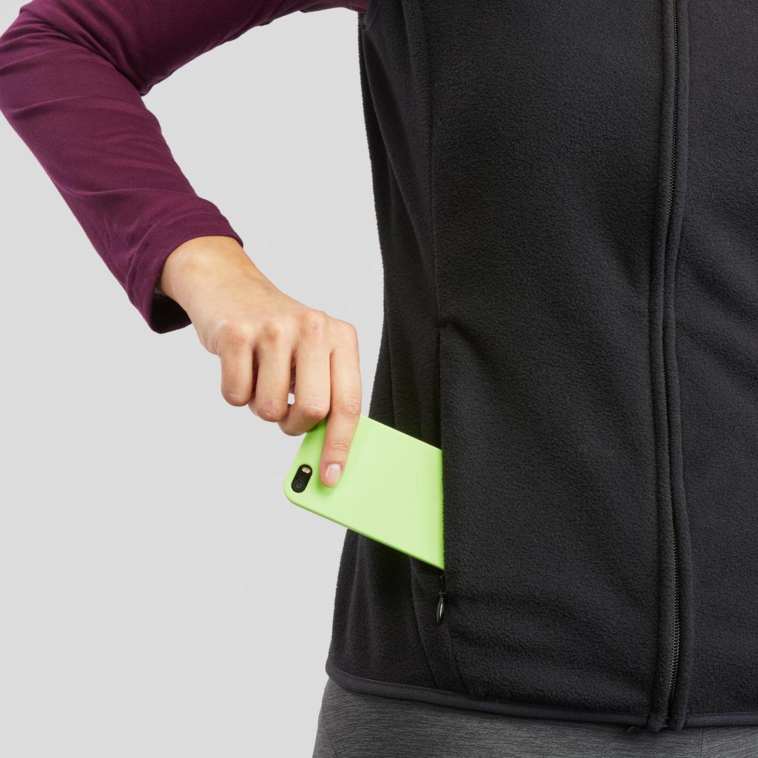 Chaleco polar de senderismo negro para mujer MH120 - Image 5