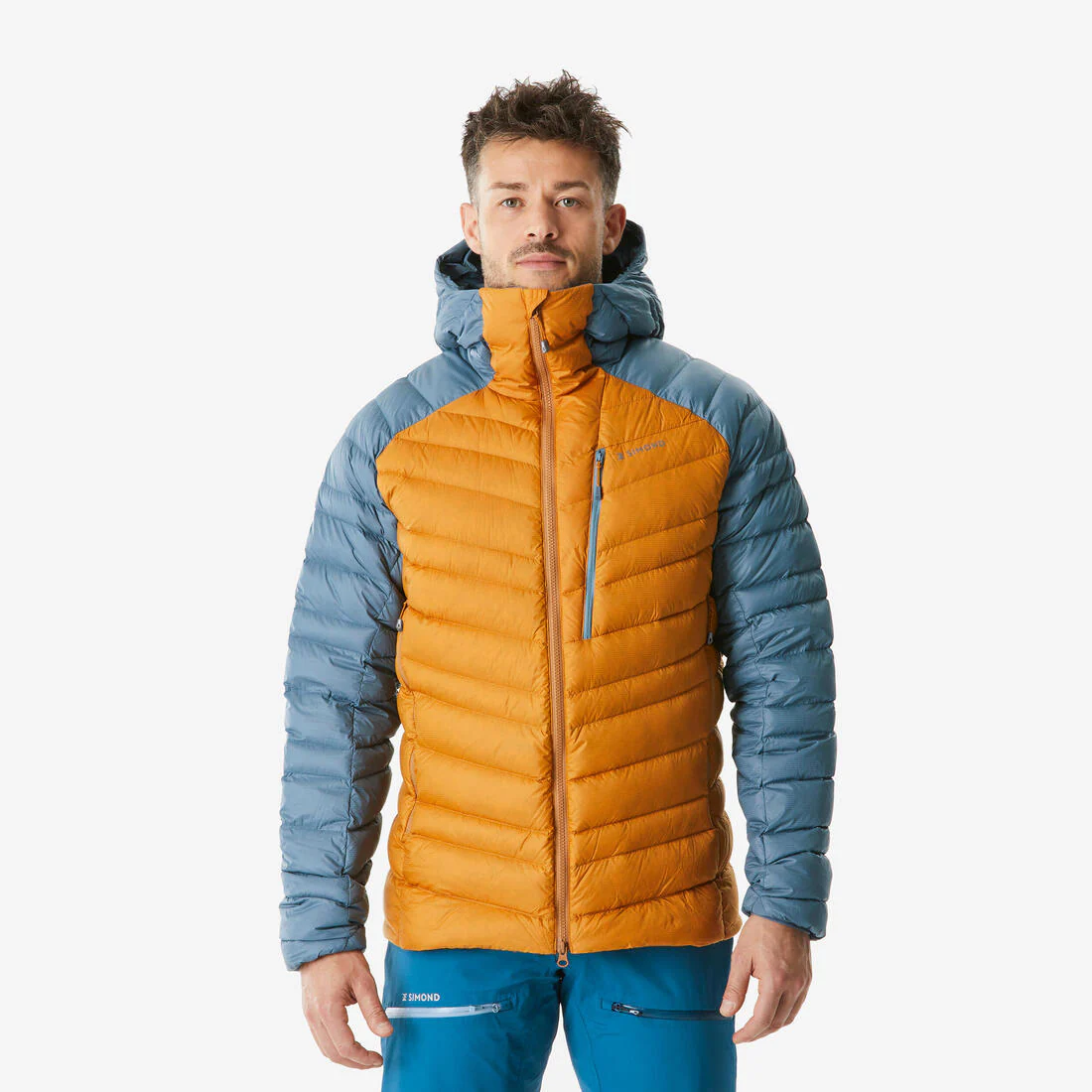 Chamarra acolchada plumas Alpinismo Hombre Ocre - Gris