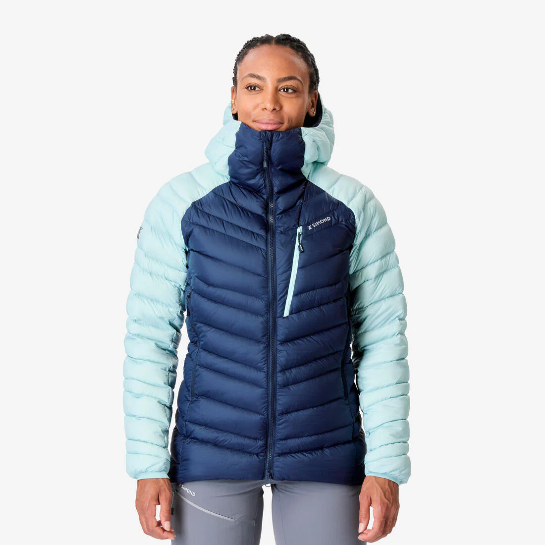 Chamarra acolchada Plumón Alpinismo Mujer - Azul marino/azul ártico