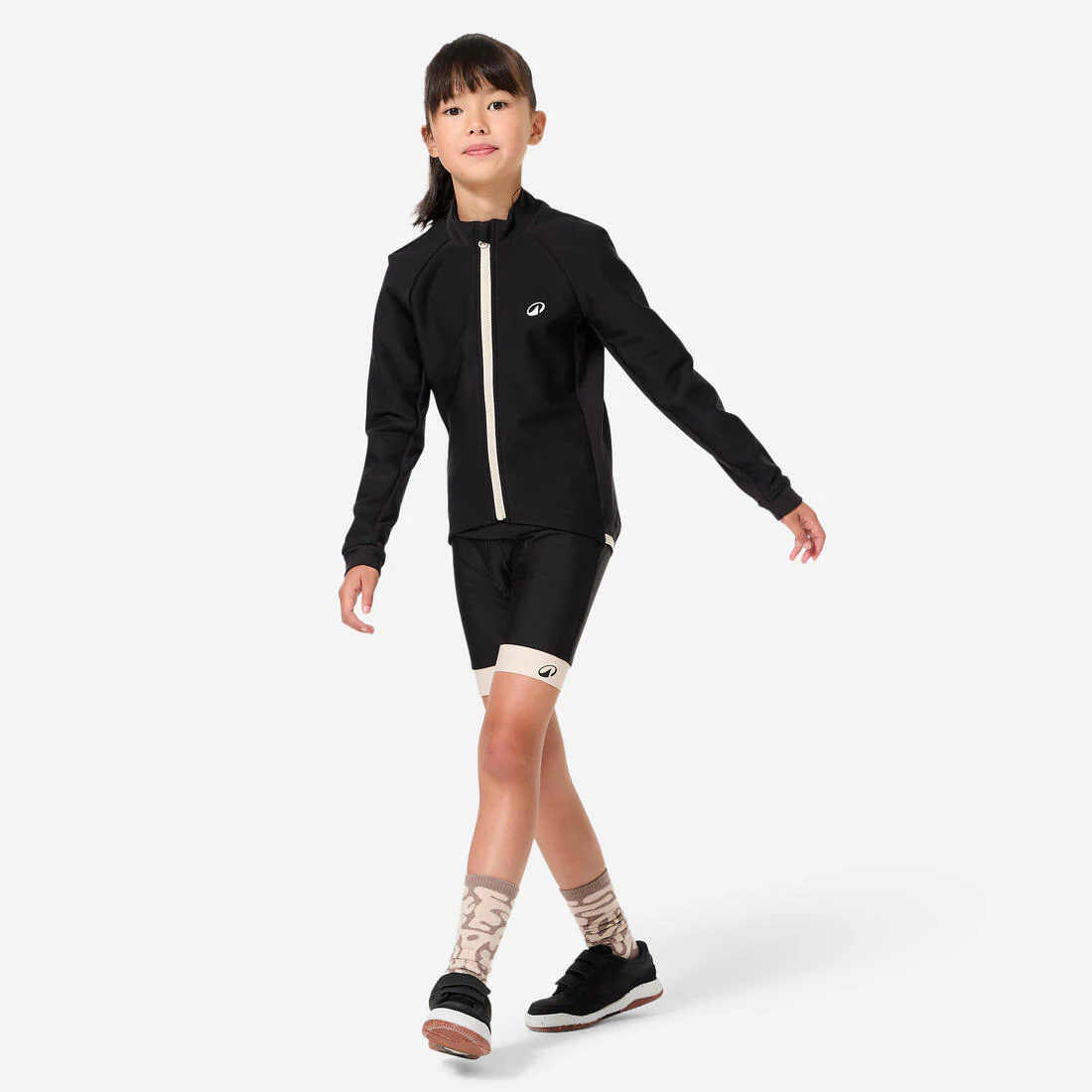 Chamarra Ciclismo Niños 8-13 Años Negro Invierno