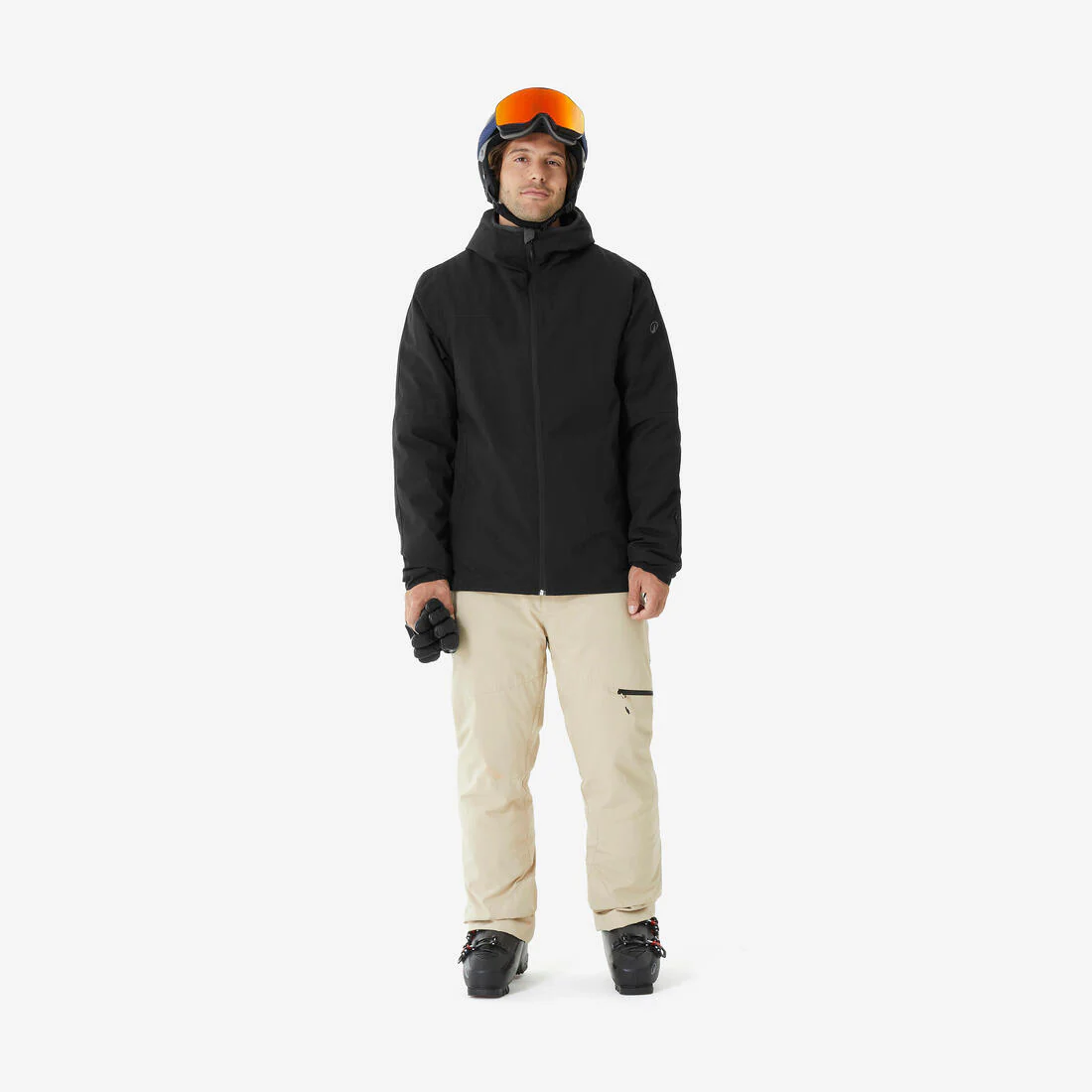 Chamarra de esquí cálida e impermeable negra para hombre 100