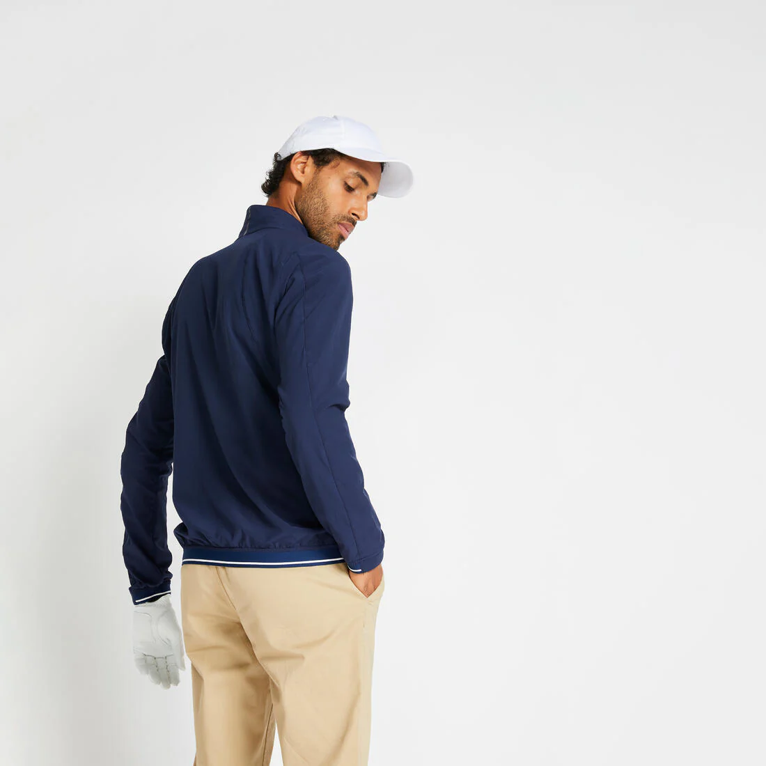 Chamarra de golf rompevientos hidrorrepelente azul marino para hombre RW500