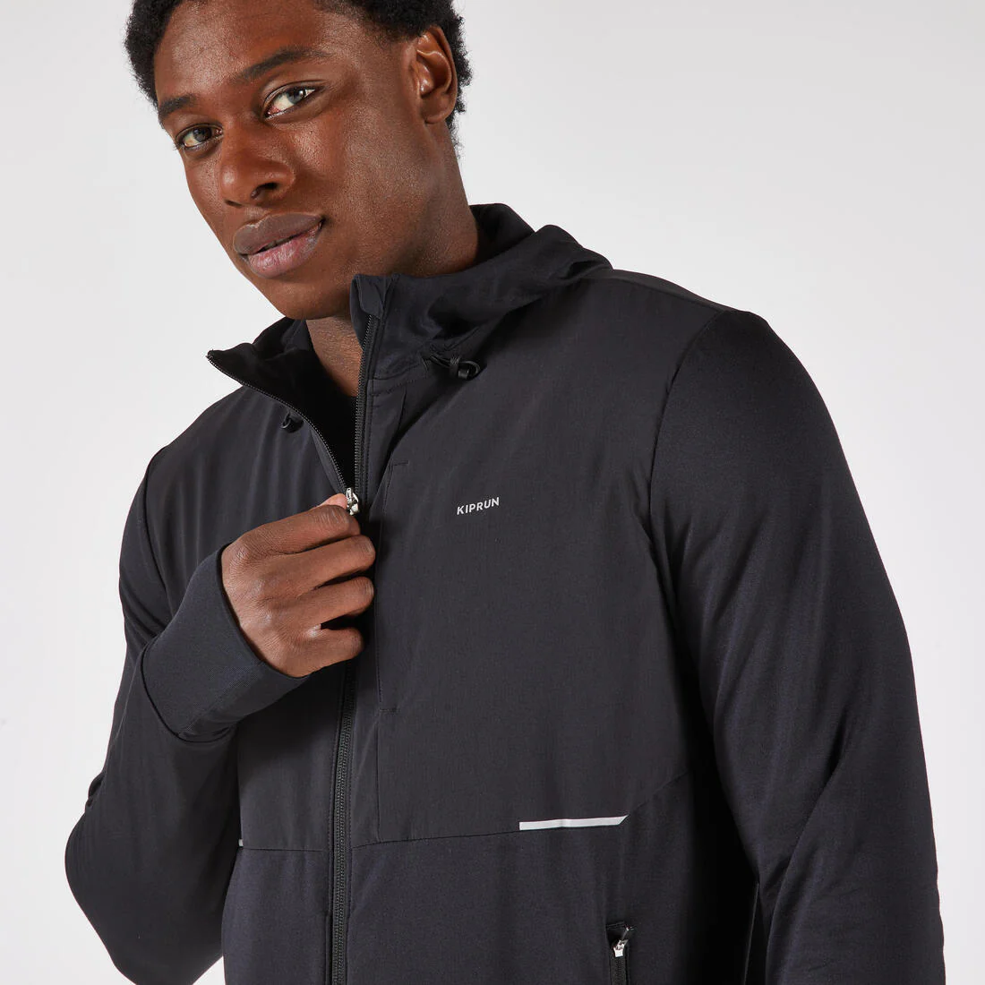 Chamarra de running cálida negra para hombre Kiprun Run 100 Warm - Image 7