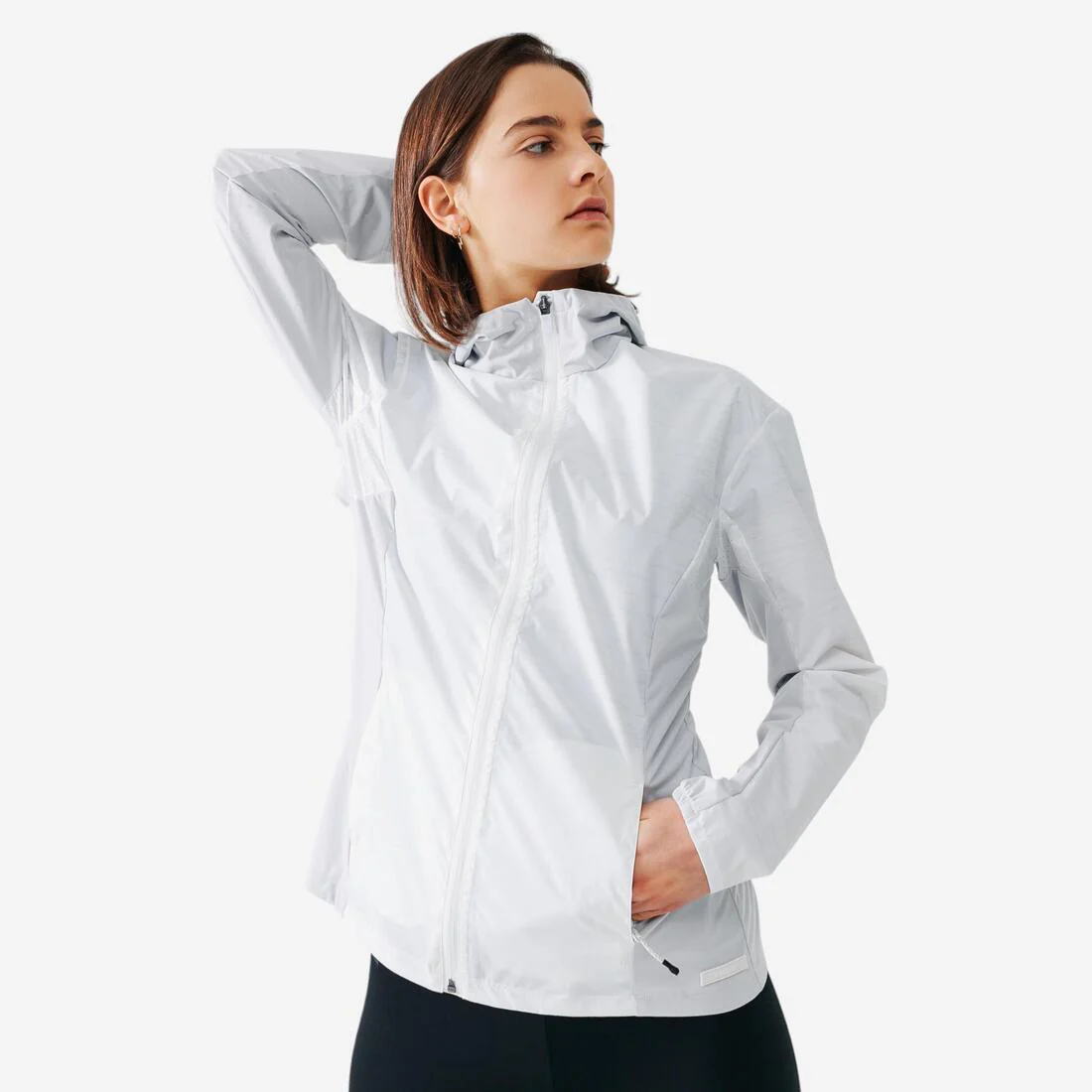 Chamarra de Running con capucha para Mujer - Perlante - Rain - Blanco