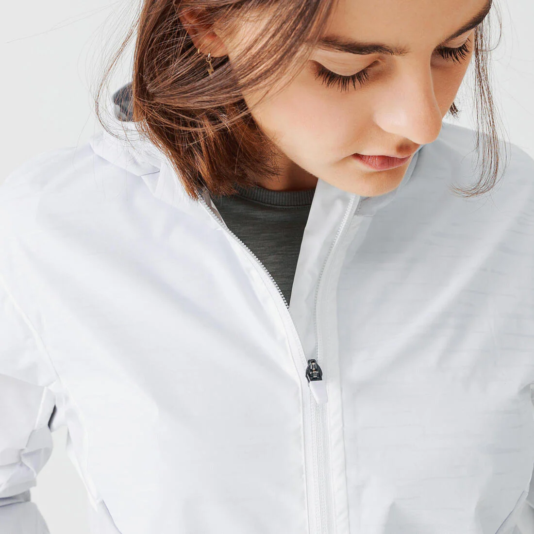 Chamarra de Running con capucha para Mujer - Perlante - Rain - Blanco - Image 4