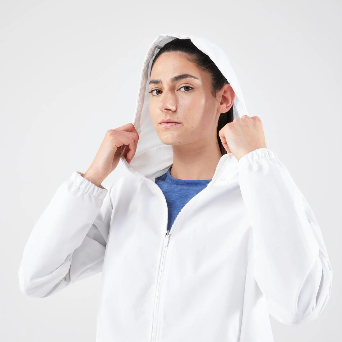 Chamarra de running impermeable blanca para mujer Kiprun Run 100 - Image 5