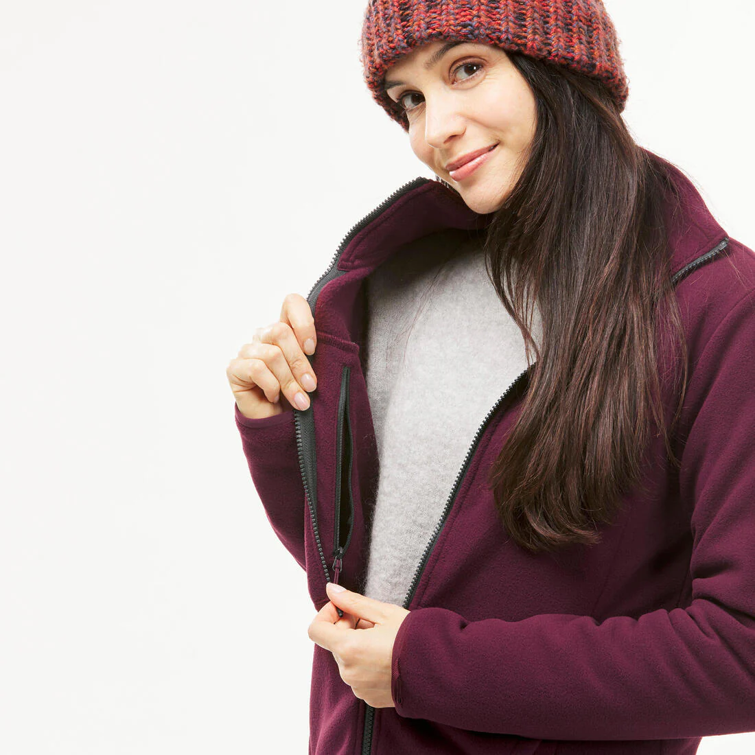 Chamarra de senderismo 3 en 1 cálida hasta 0 °C violeta para mujer NH100 - Image 9